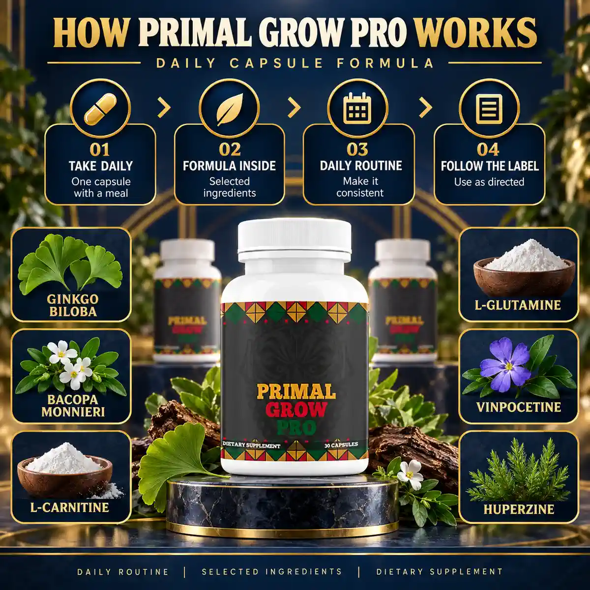 The seller's how-it-works graphic for Primal Grow Pro
