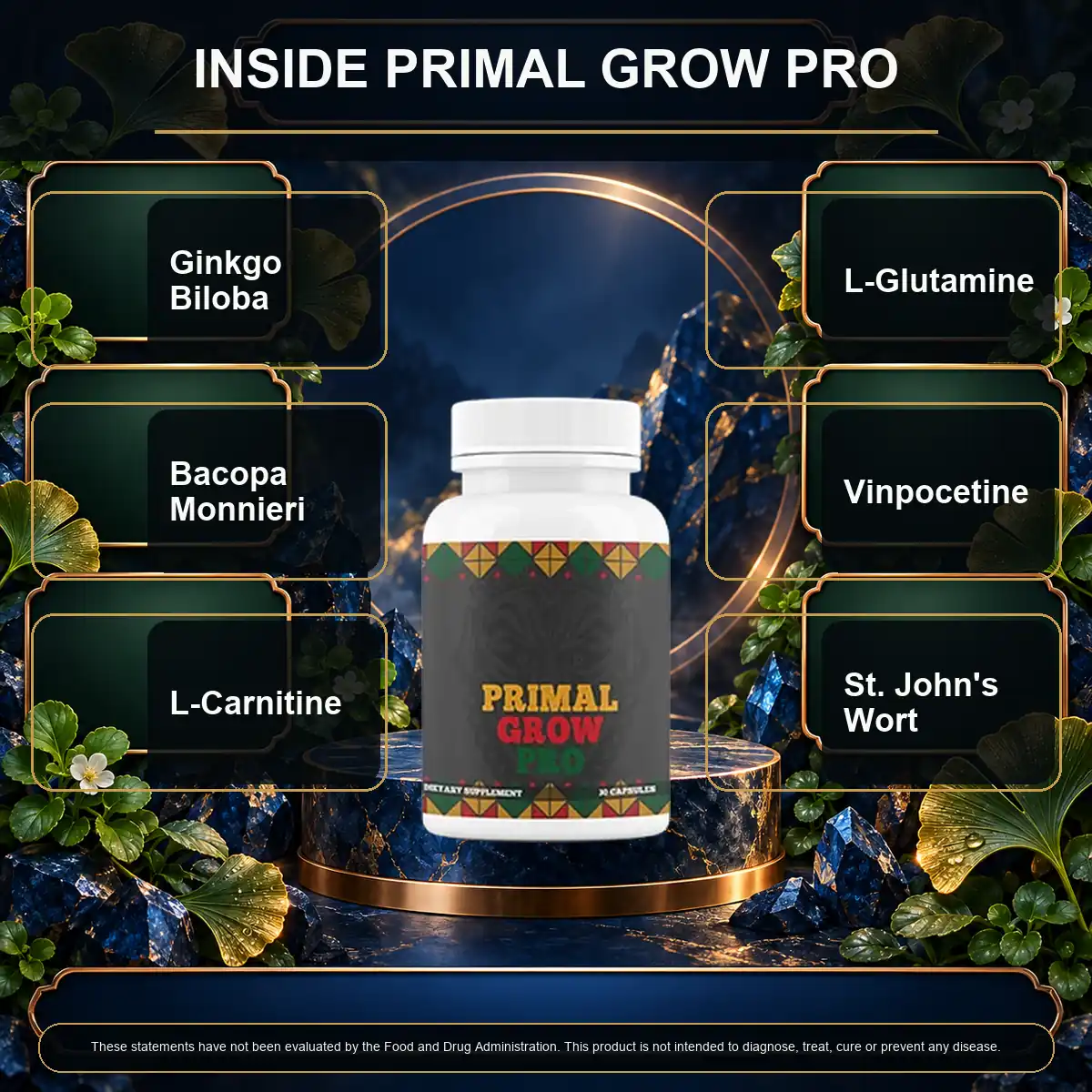 The seller's INSIDE Primal Grow Pro graphic naming six botanicals